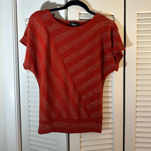 Iz Byer Tops - Iz Byer Red Top with Gold Accents
